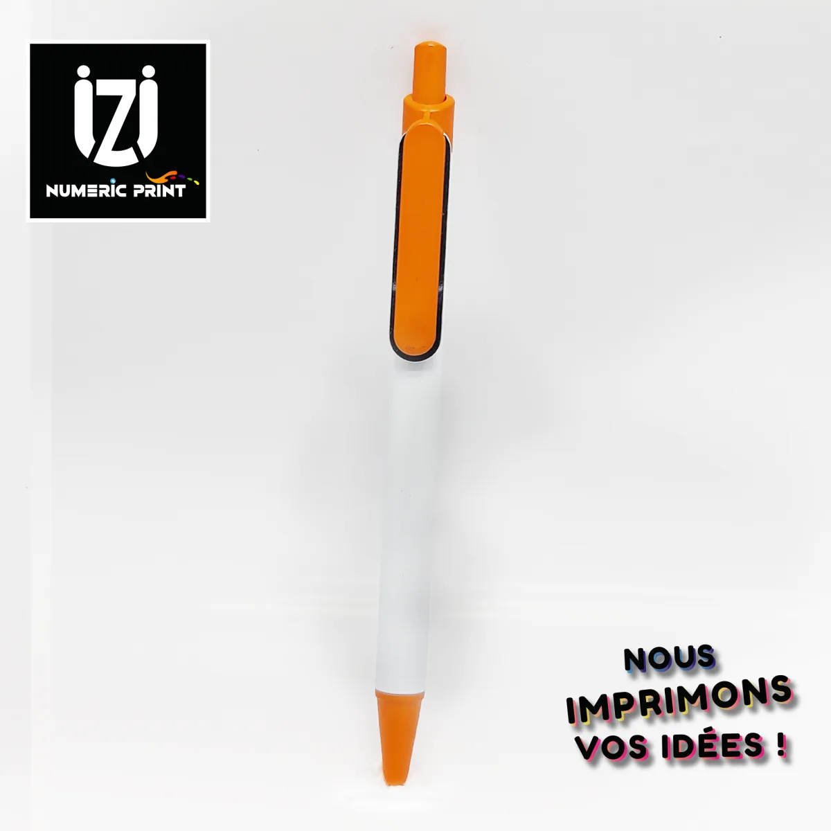 Stylo orange blanc Argenté