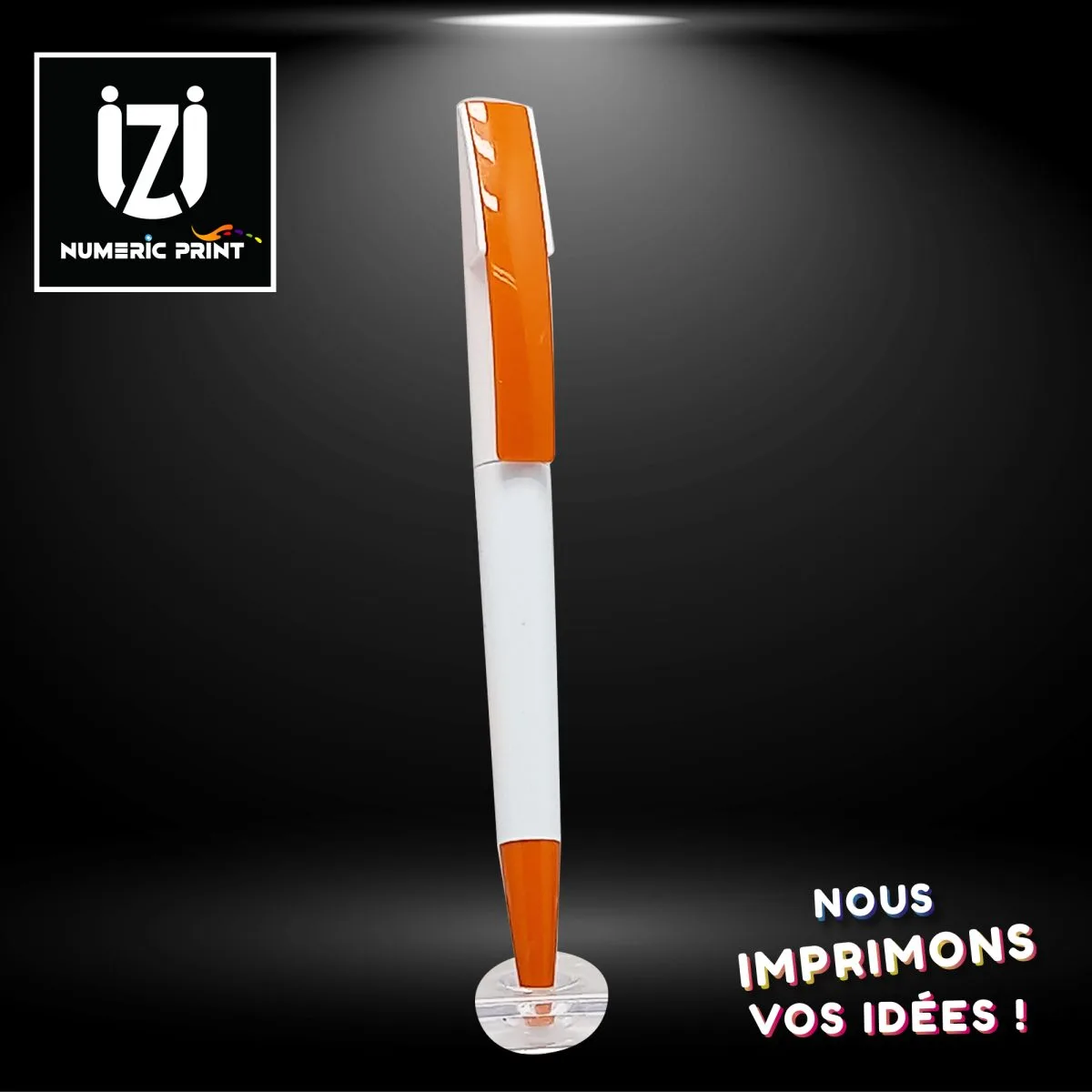 Stylo blanc Orange à rotation