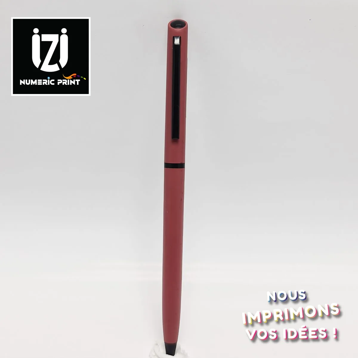 Stylo Rouge bordeau noir métal Siliconne